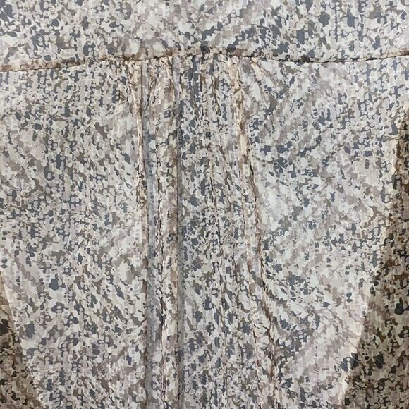 Sheer Chiffon Animal Print Button Up Blouse Elastic Waist Flowy Casual Office - Picture 5 of 11